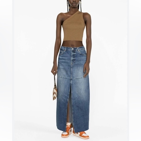 Reformation Tazz Contrast-Stitched Denim Maxi Skirt - Picture 3 of 6